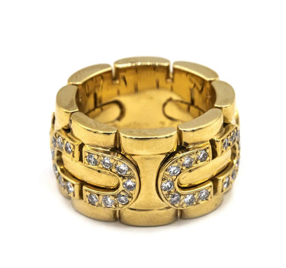 Carthttier Link 18K Yellow Gold Diamond Ring