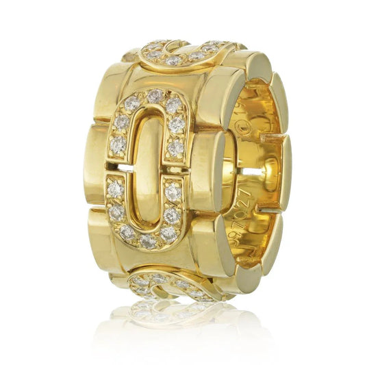 Carthttier Link 18K Yellow Gold Diamond Ring
