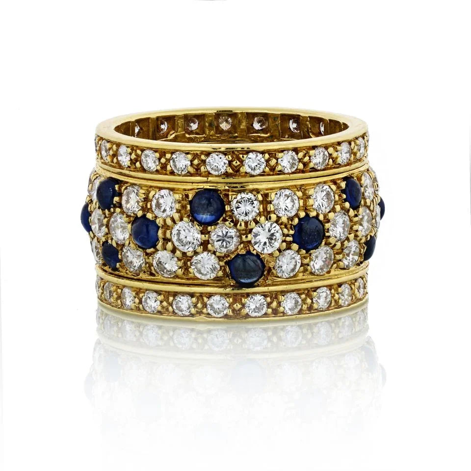 Carthttier Nigeria 18K Yellow Gold Sapphire And Diamond Ring