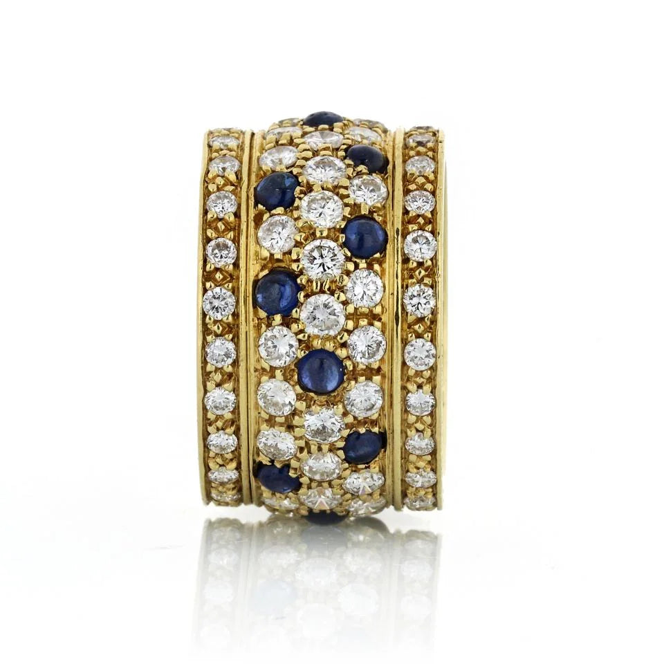 Carthttier Nigeria 18K Yellow Gold Sapphire And Diamond Ring