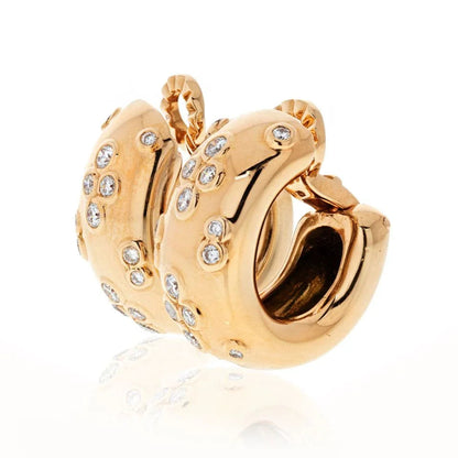 Carthttier Hoop 18K Yellow Gold Diamond Huggie Earrings