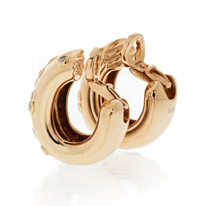 Carthttier Hoop 18K Yellow Gold Diamond Huggie Earrings