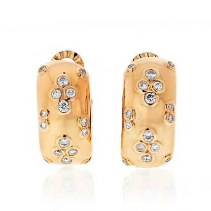Carthttier Hoop 18K Yellow Gold Diamond Huggie Earrings