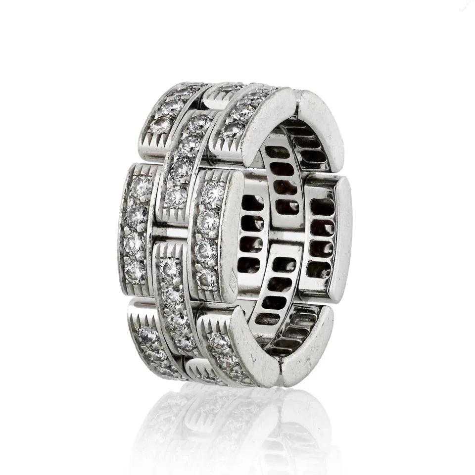 Carthttier Maillon 18K White Gold 1.45cts Diamond Ring