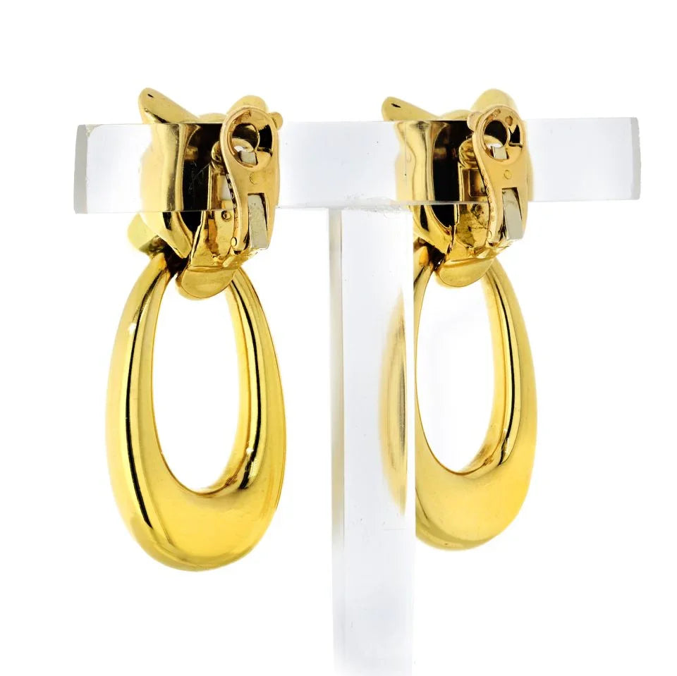 Carthttier Panthere 18K Yellow Gold Door Knockers Clip Earrings