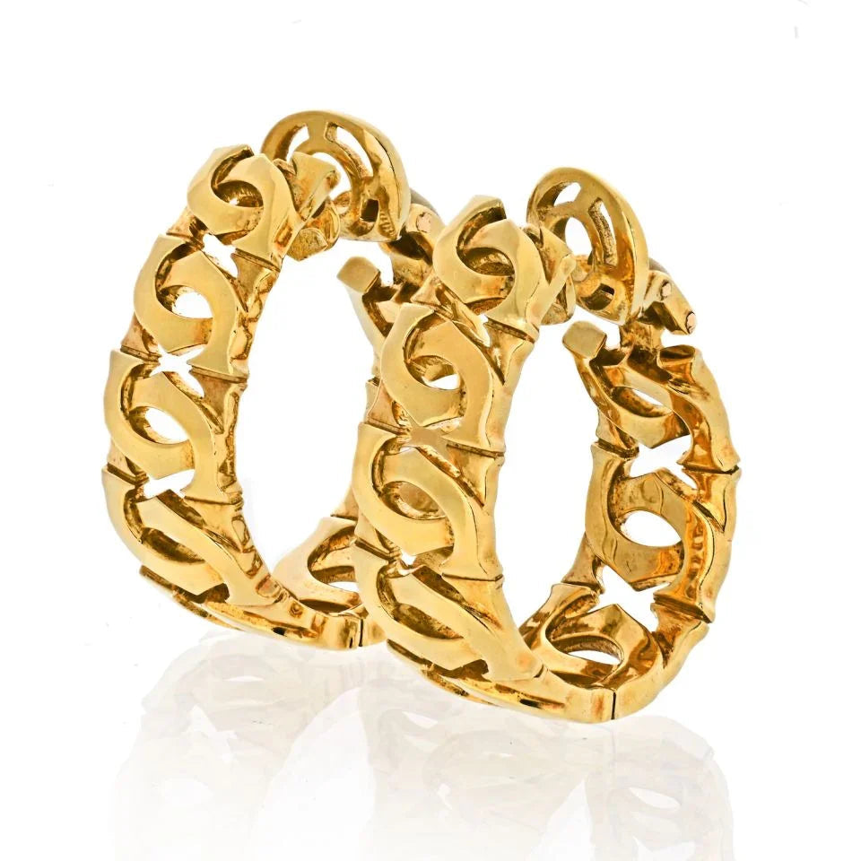 Carthttier Double C 18K Yellow Gold Double C Motif Hoop Earrings