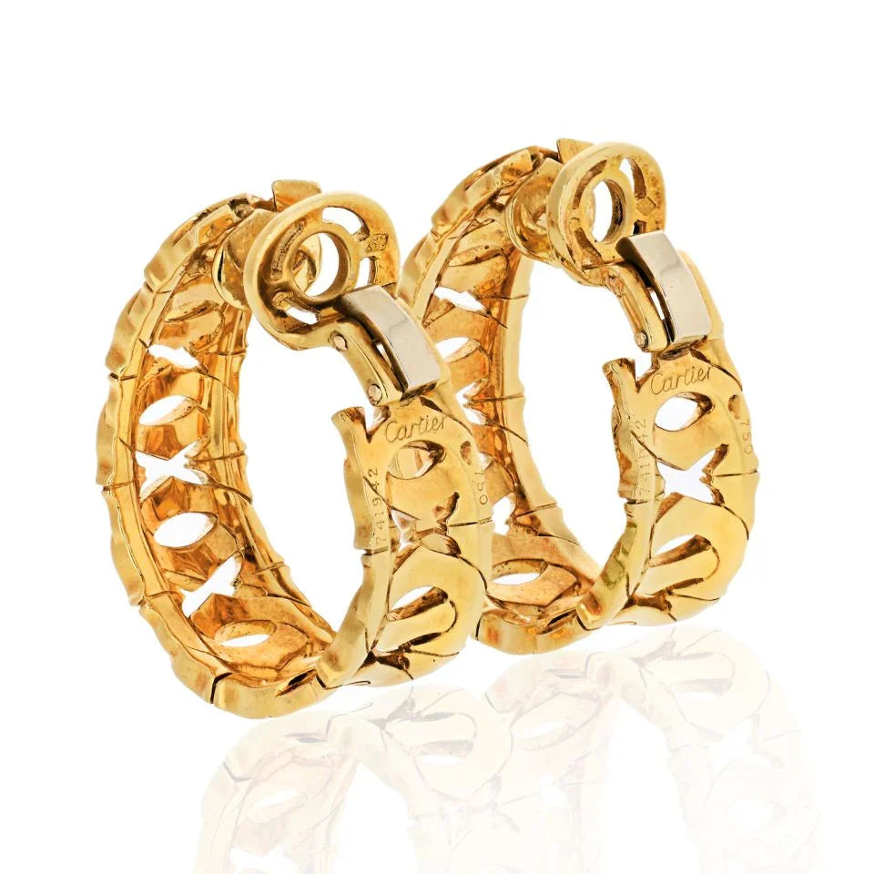 Carthttier Double C 18K Yellow Gold Double C Motif Hoop Earrings