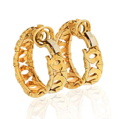 Carthttier Double C 18K Yellow Gold Double C Motif Hoop Earrings
