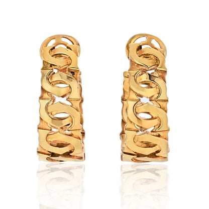 Carthttier Double C 18K Yellow Gold Double C Motif Hoop Earrings