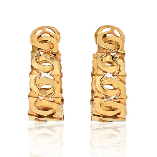 Carthttier Double C 18K Yellow Gold Double C Motif Hoop Earrings