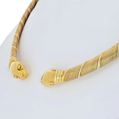 Carthttier Choker 1990's Tri-color Double headed Panthere Necklace