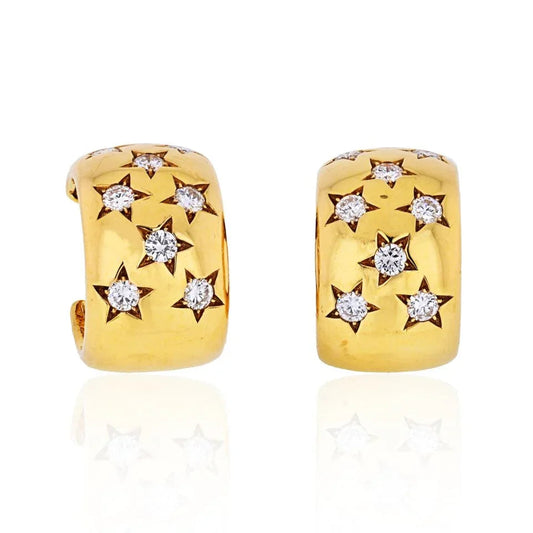 Carthttier 18K Yellow Gold Star Diamond Earrings