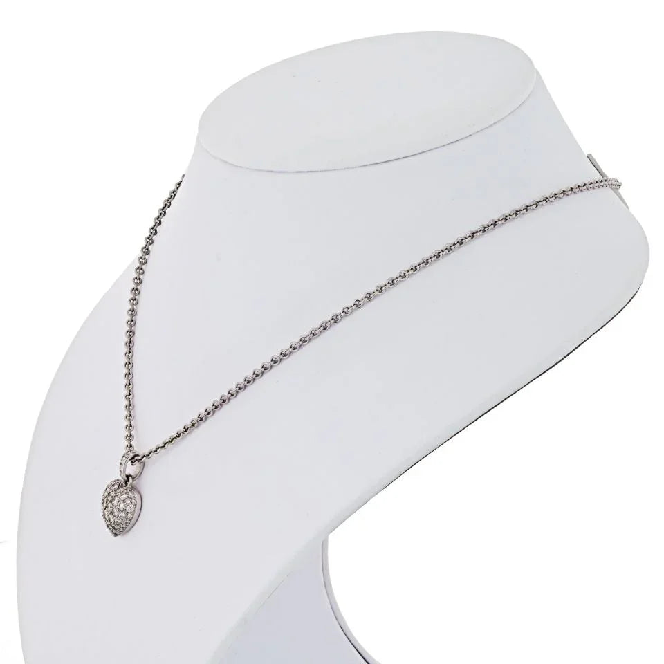 Carthttier 18K White Gold Pave Diamond Heart On A Chain Pendant