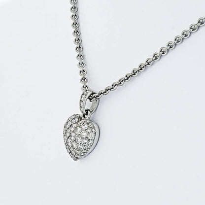 Carthttier 18K White Gold Pave Diamond Heart On A Chain Pendant