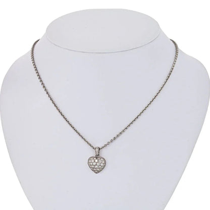 Carthttier 18K White Gold Pave Diamond Heart On A Chain Pendant