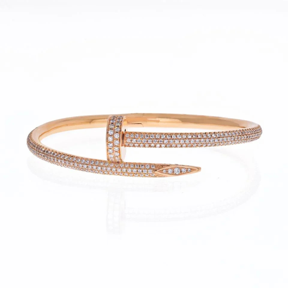 Carthttier Juste Un Clou 18K Rose Gold All Diamond Pave Size 15 Bracelet