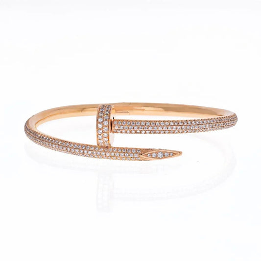 Carthttier Juste Un Clou 18K Rose Gold All Diamond Pave Size 15 Bracelet
