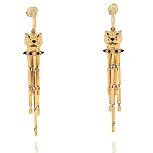 Carthttier 18K Yellow Gold Panthere De Carthttier Tassel Earrings
