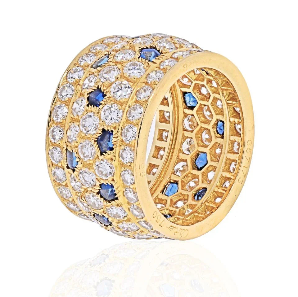 Carthttier 18K Yellow Gold Nigeria Diamond Sapphire Ring