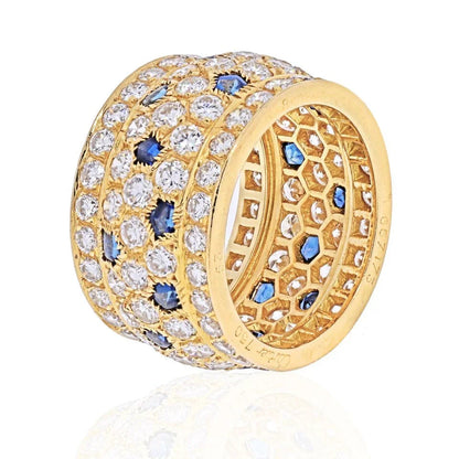 Carthttier 18K Yellow Gold Nigeria Diamond Sapphire Ring