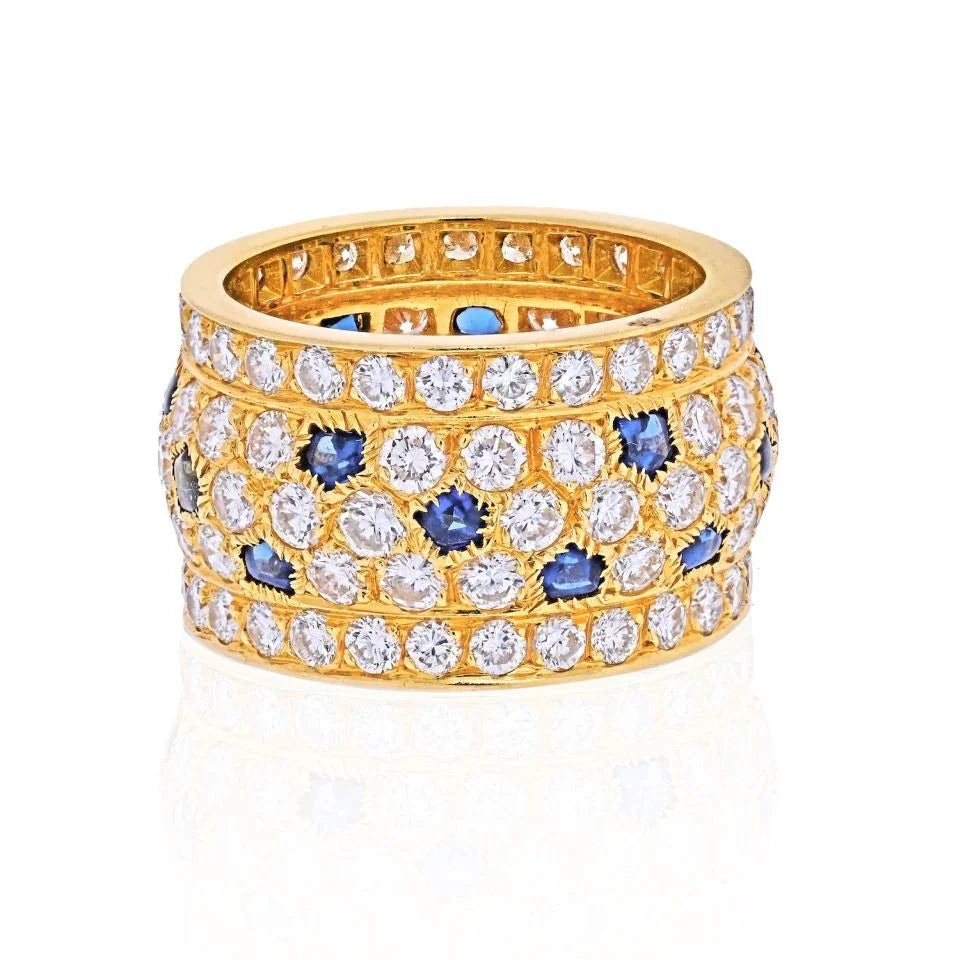 Carthttier 18K Yellow Gold Nigeria Diamond Sapphire Ring