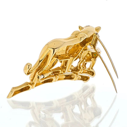 Carthttier 18K Yellow Gold Panthere Mother And Her Cub Brooch