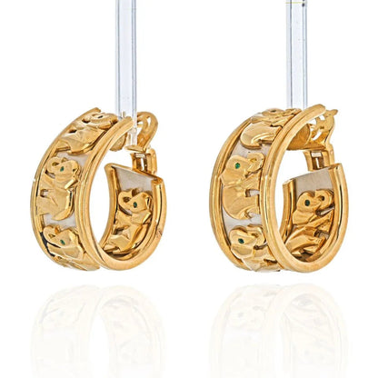 Carthttier 18K Two Tone Walking Elephant Earrings