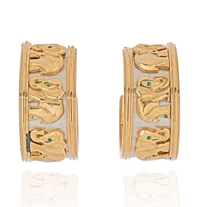 Carthttier 18K Two Tone Walking Elephant Earrings