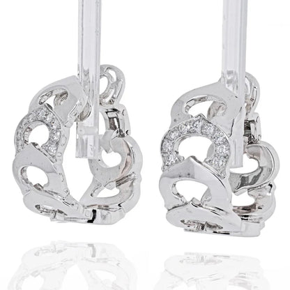 Carthttier 18K White Gold Double C Diamond Hoop Earrings
