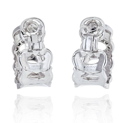 Carthttier 18K White Gold Double C Diamond Hoop Earrings