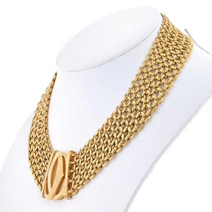 Carthttier 18K Yellow Gold Double C Five Row Wide Link Penelope Necklace