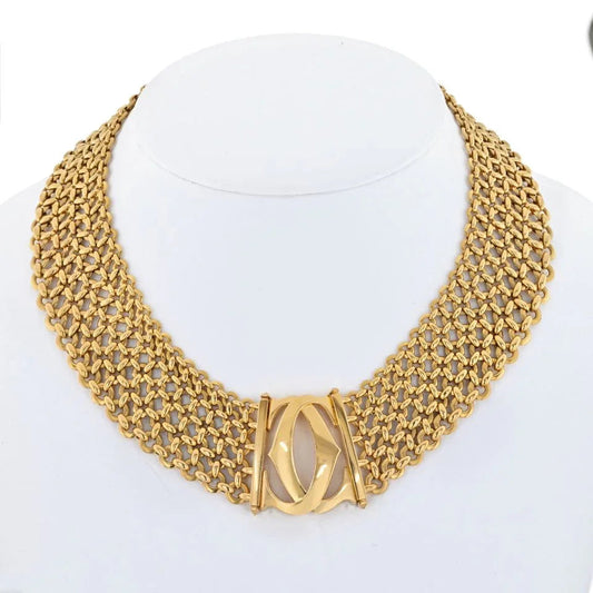 Carthttier 18K Yellow Gold Double C Five Row Wide Link Penelope Necklace