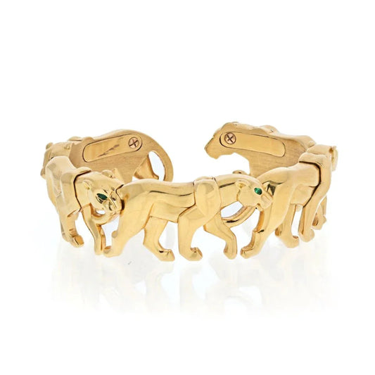 Carthttier 18K Yellow Gold Walking Pantheres Nakoura Cuff Bracelet