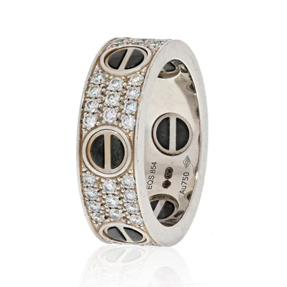 Carthttier Love 18K White Gold Diamond And Black Ceramic Band Ring
