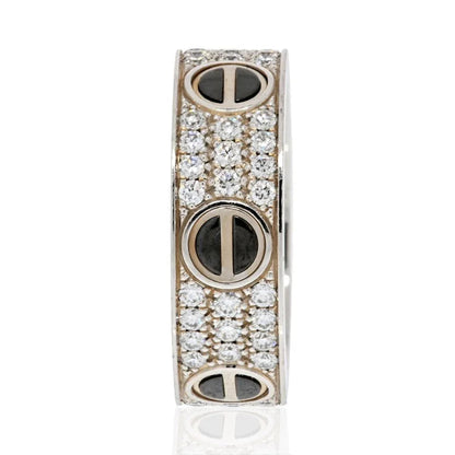Carthttier Love 18K White Gold Diamond And Black Ceramic Band Ring