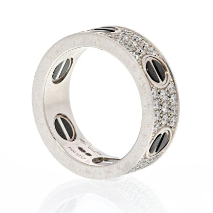 Carthttier Love 18K White Gold Diamond And Black Ceramic Band Ring