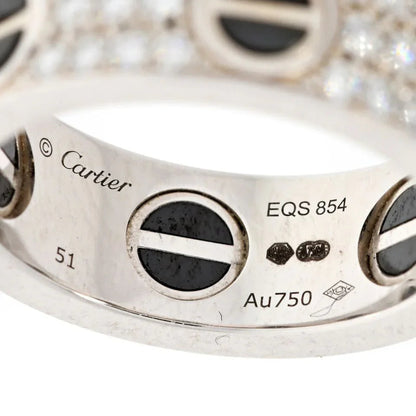 Carthttier Love 18K White Gold Diamond And Black Ceramic Band Ring