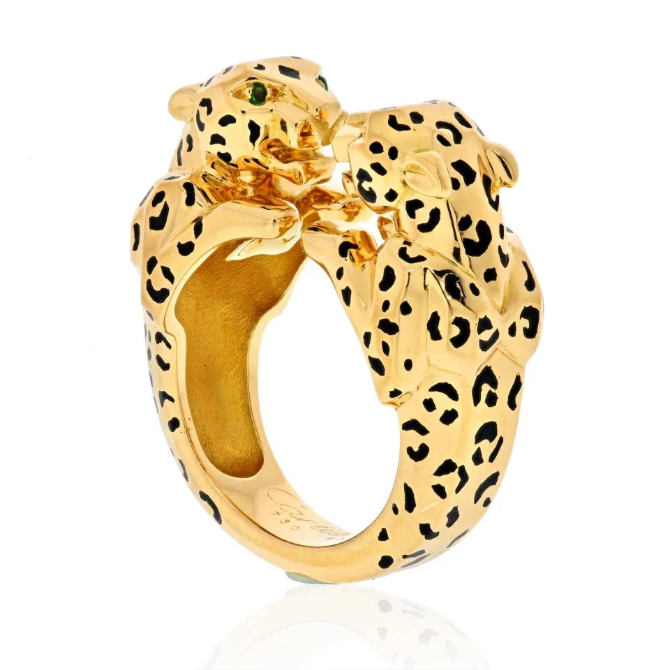 Carthttier 18K Yellow Gold Double Panthere Ring