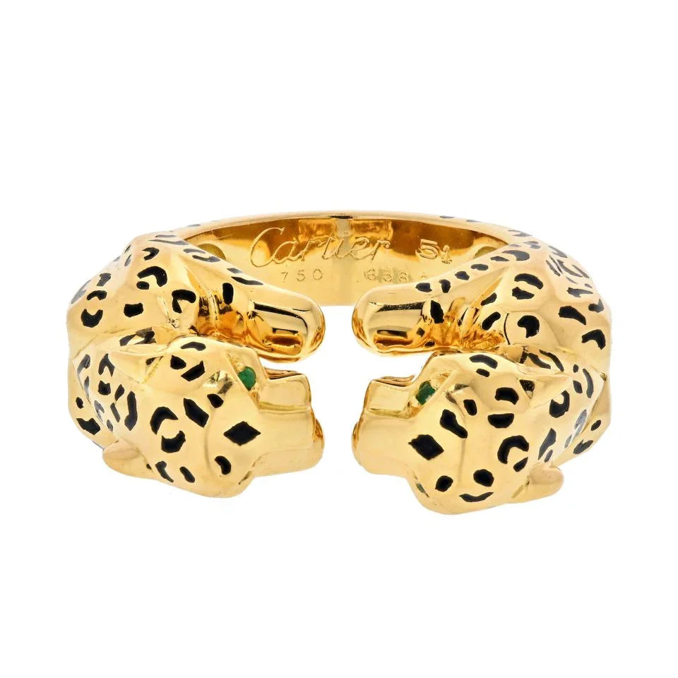 Carthttier 18K Yellow Gold Double Panthere Ring