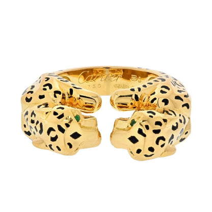 Carthttier 18K Yellow Gold Double Panthere Ring