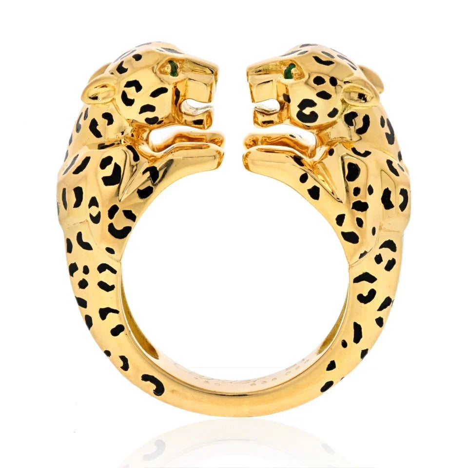 Carthttier 18K Yellow Gold Double Panthere Ring
