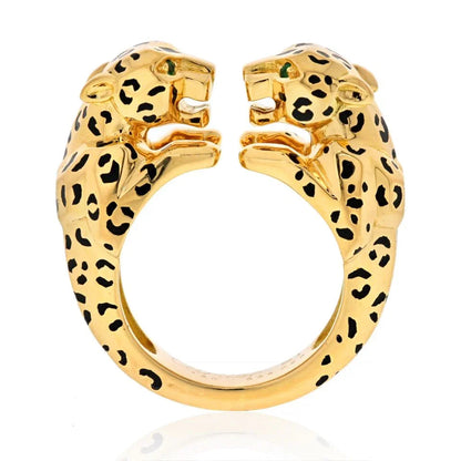 Carthttier 18K Yellow Gold Double Panthere Ring