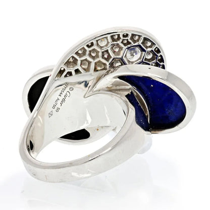 Carthttier 18K White Gold Onyx, Lapis And Diamond Ring