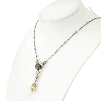 Carthttier 18K White Gold Pearl And Diamond Drop Pendant Necklace