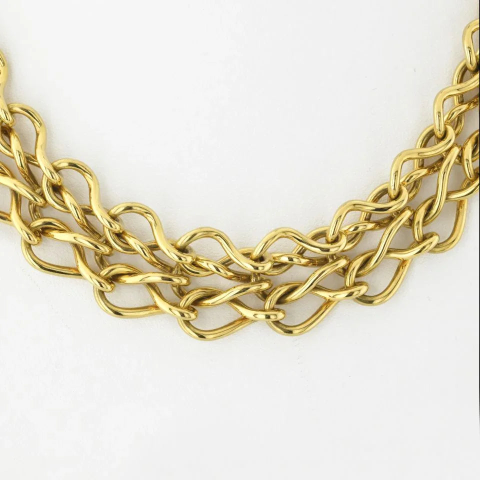 Carthttier 18K Yellow Gold Double High Polished Twisted Chain Collar Necklace