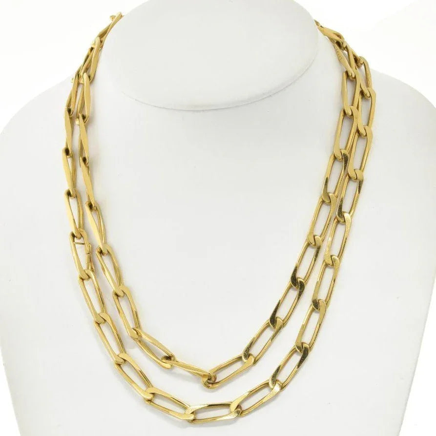 Carthttier 18K Yellow Gold 40 inches 1970's Link Chain Necklace