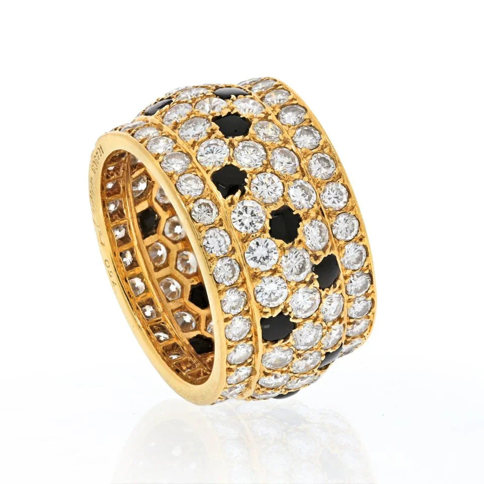 Carthttier 18K Yellow Gold Nigeria Onyx And White Diamonds Ring