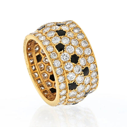Carthttier 18K Yellow Gold Nigeria Onyx And White Diamonds Ring