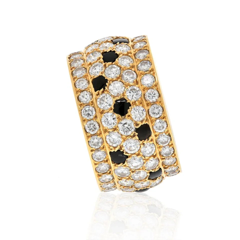 Carthttier 18K Yellow Gold Nigeria Onyx And White Diamonds Ring