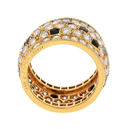 Carthttier 18K Yellow Gold Nigeria Onyx And White Diamonds Ring